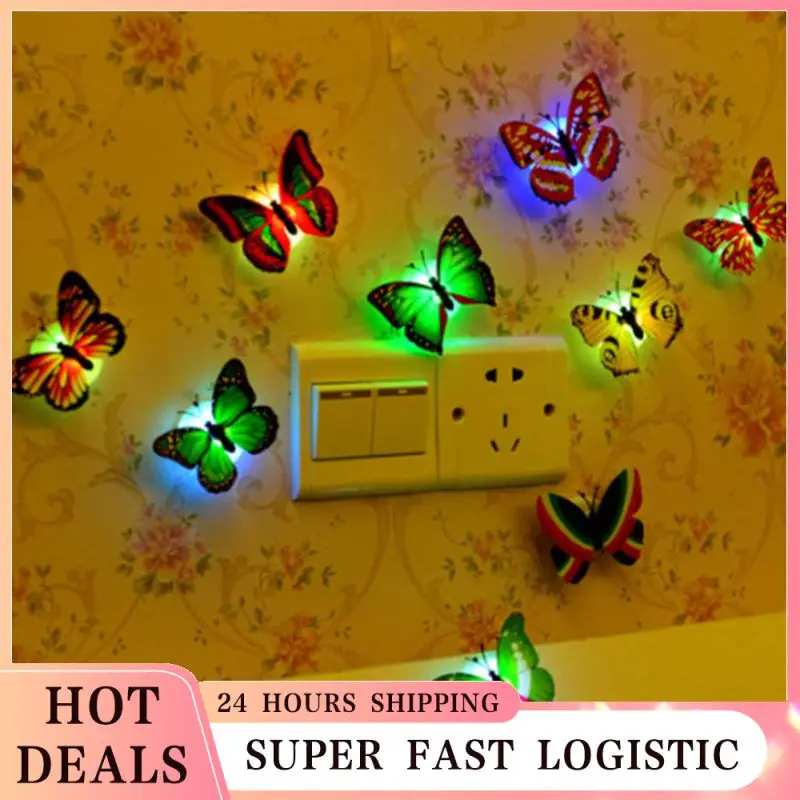 Creative Butterfly Night Light Pasteable Colorful 3D Butterfly Led Wall Stickers Lamps  Home Decor DIY Hot Selling Toy