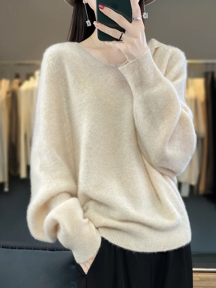 Fashion Female 100% Merino Wool Shawl Scarf Sweater  Cashmere Cardigan Sweater Women Autumn Winter Soft Warm Pure Color Tops