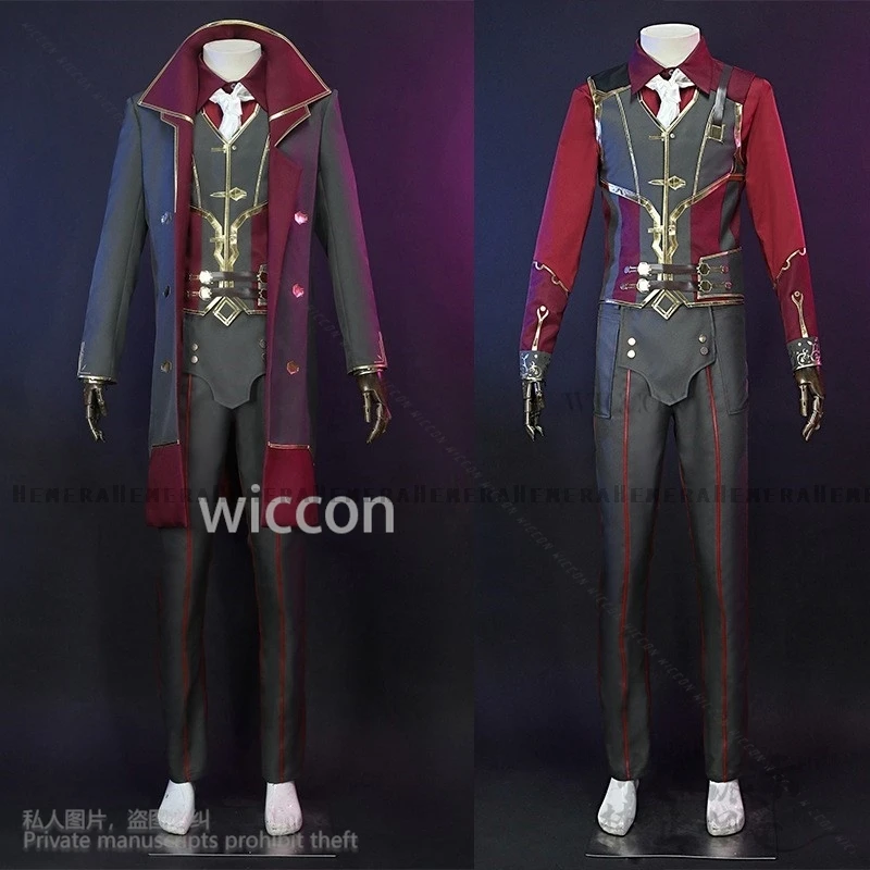 Anime Game LOL Arcane Cosplay Silco Costume Wig Military Uniform Trench Coat Boot For Man Halloween Christmas Party Customized