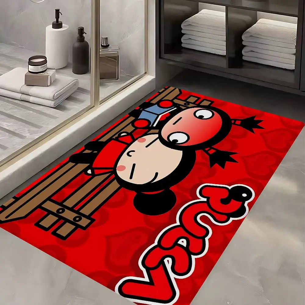 Animation Series P-Pucca Floor Mat INS Style Soft Bedroom Floor House Laundry Room Mat Anti-skid Household Carpets