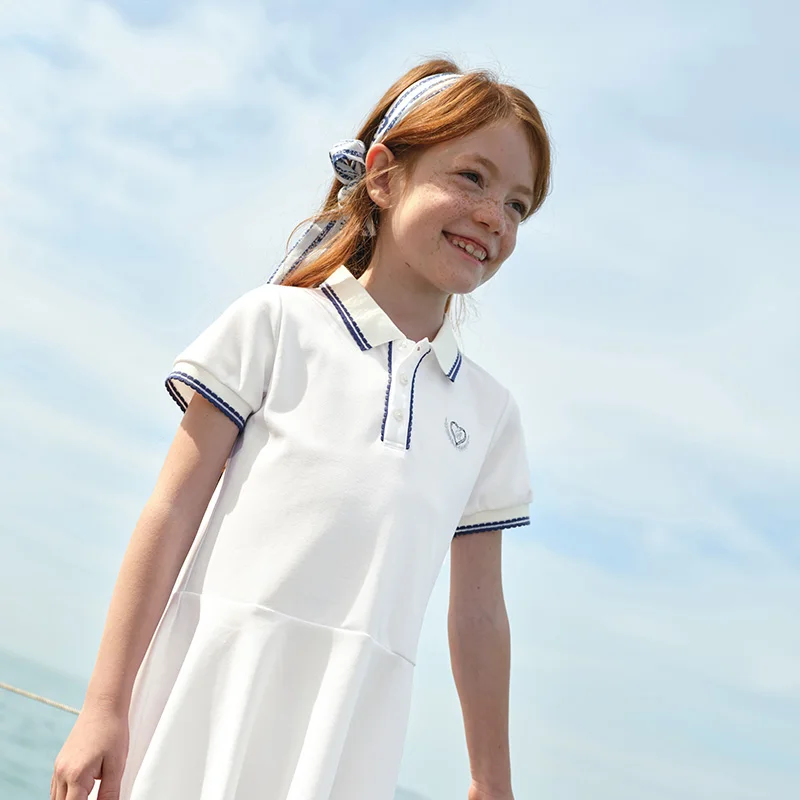 Dave Bella Girls Dresses Summer Spring Short Sleeve Children Casual Sports Skirt College Style Outerwear Kids Clothing DK2251077