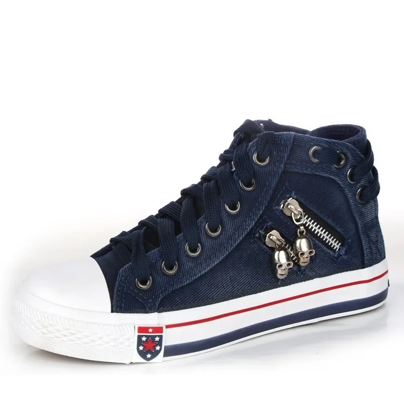 Vrouwen Canvas Denim Vrijetijdsschoenen Dames Hoge Top Sneakers Platte Dames Vrouw Vulcanisatie Sportschoenen Voor Meisjes 40