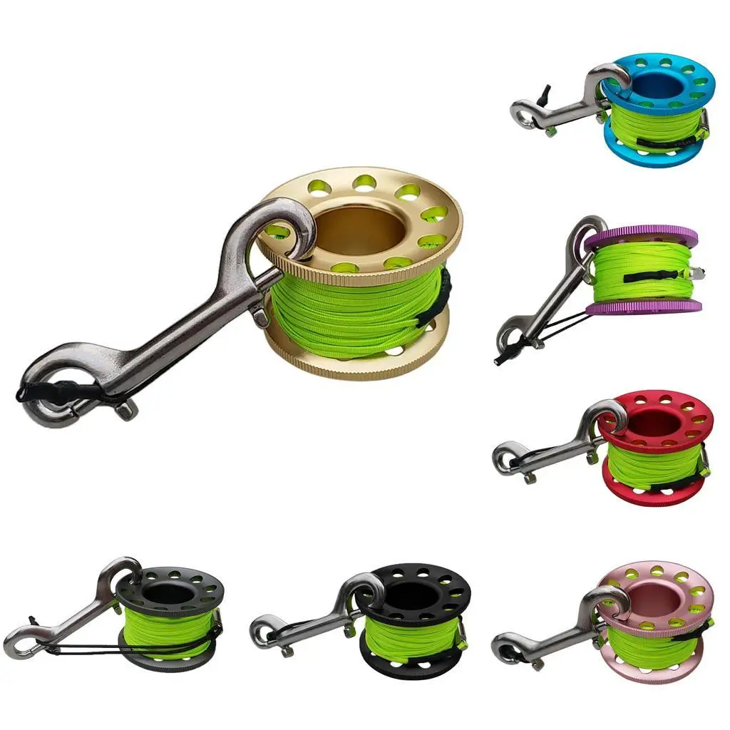 High Visibility Diving Reel Finger Spool with Stainless Steel Locking Mechanism for Snorkeling Safety Gear