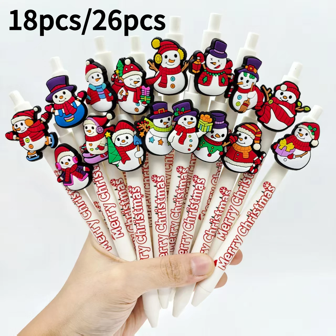

18pcs/26pcs Christmas Snowman theme Press Ballpoint Pen Merry Christmas Ballpoint Pen Holiday gift
