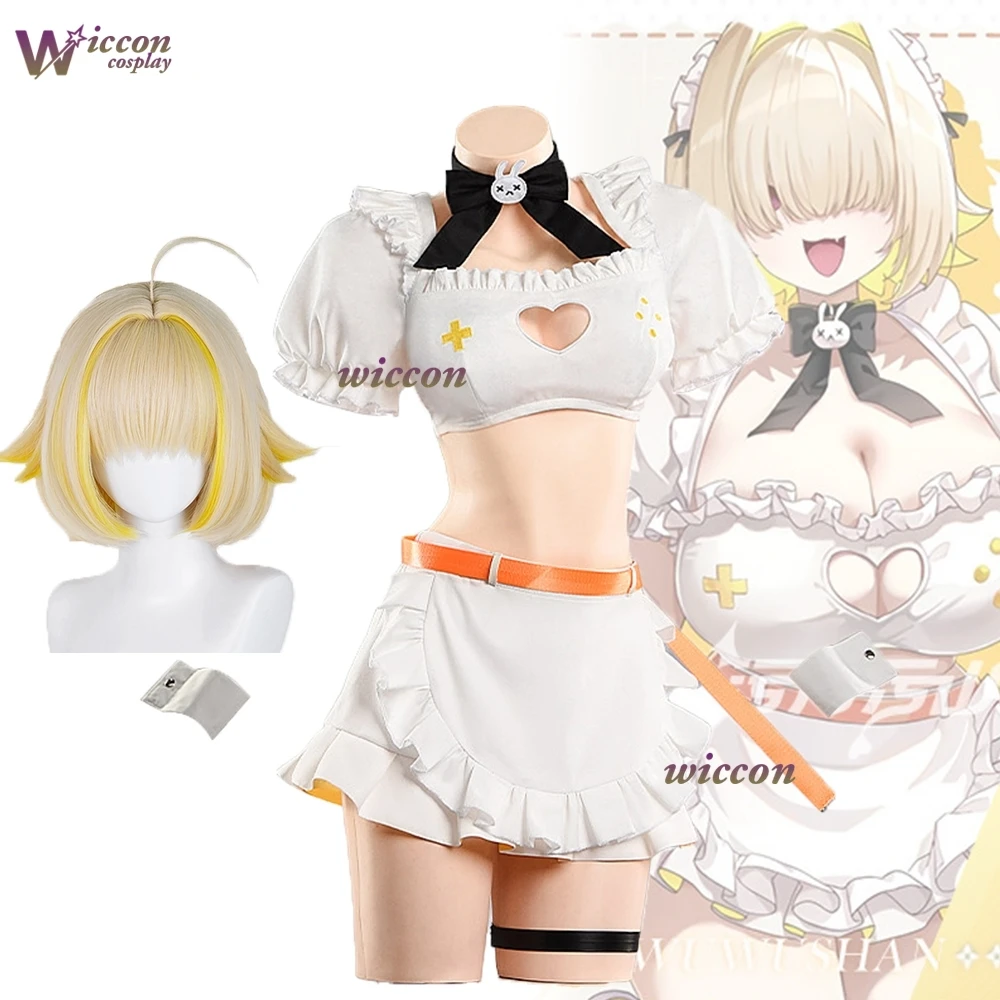 Disfraz de Sirvienta Sexy, Conjunto de Cosplay de Halloween, Diosa de la Victoria, Peluca de Anime Nikkee, Disfraces de Halloween, Peluca para Juego de Roles
