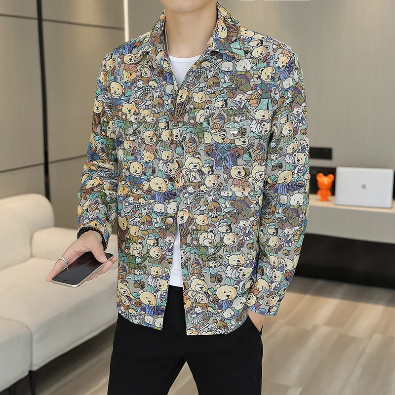 Men's Streetwear Blouse Autumn Mens Clothing Casual Shirt Spring Male Winter Streetdress Popular Elegant Hombre Fashion Shirt