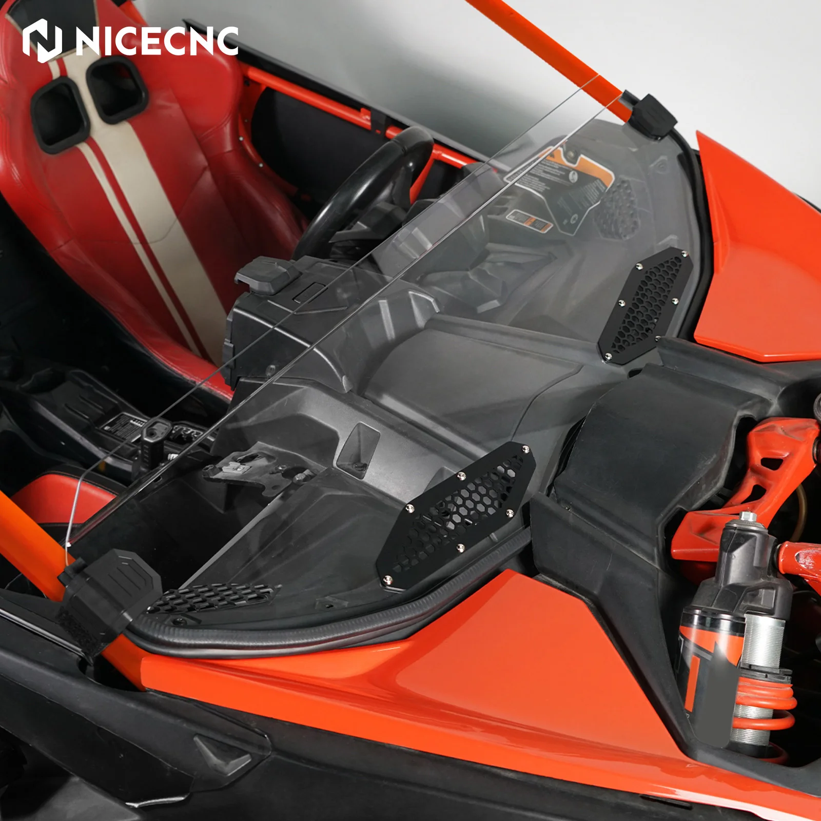 Image of (EU-Lager) NICECNC Für Can Am Maverick X3 Turbo R 2017-2024 Halbe Windschutzscheibe Hartbeschichtung 5mm Dick Polycarbonat UTV-Zubehör