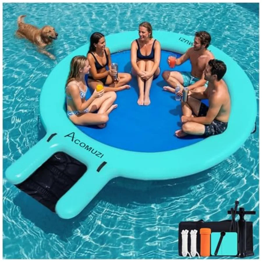 

4/6/8/10/ Water Hammock Iatable Floating Dock, Round Floating Ring Lake Floats for Adults, Heavy Duty Pool Float Raft for Ocean