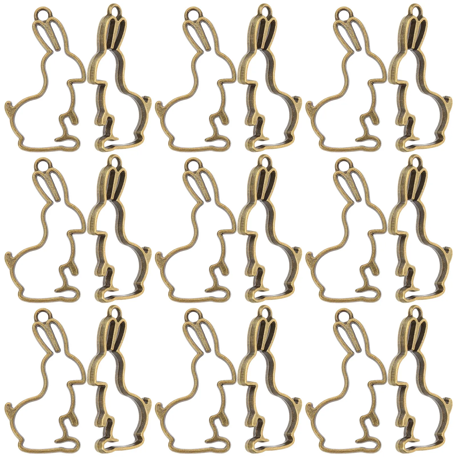 

25 шт. металлических заготовок-рамок в форме кролика для создания украшений, подвесок, ожерелий и браслетов из смолы своими руками