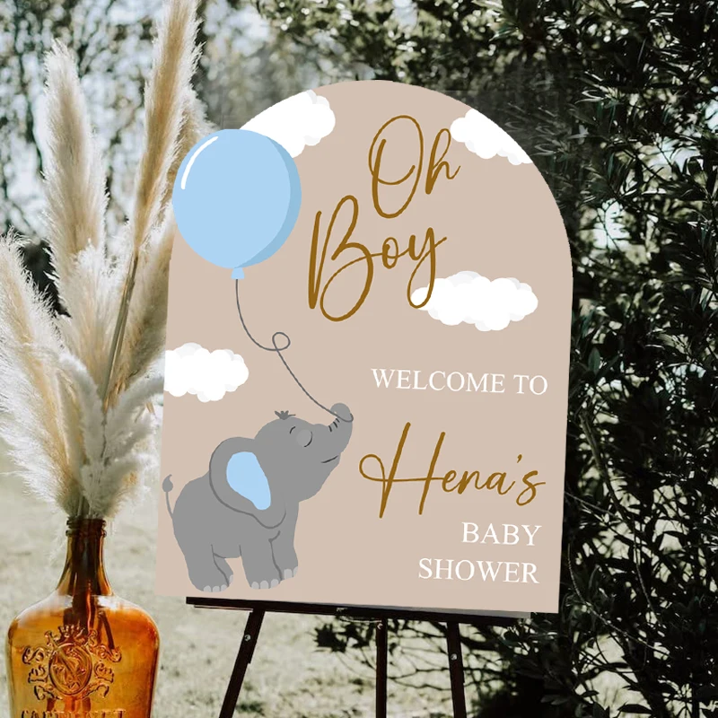 Baby Elephant Baby Shower Welcome Sign Personalized Custom text for Baby Shower Boys Girls Birthday Party Direction Signs decor