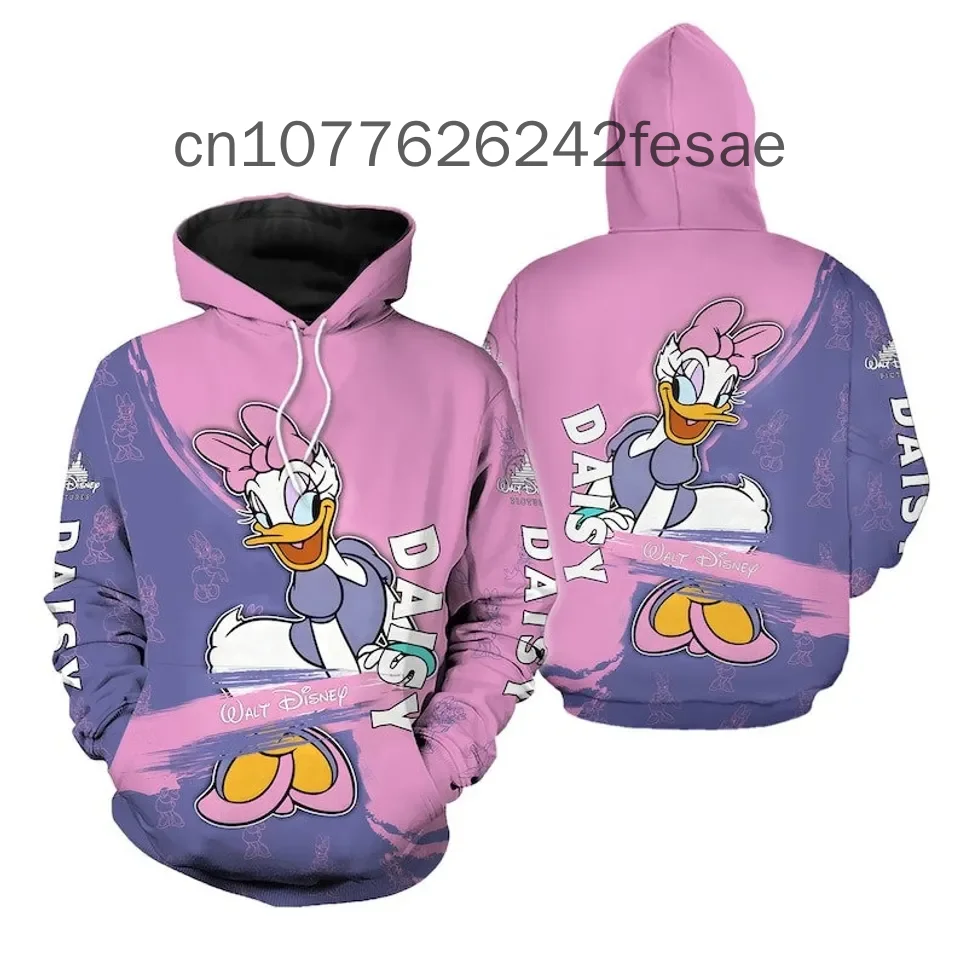 Summer New Disney Daisy duck Hoodies Casual Hip Hop Street Clothing Men's and Women's Long sleeved Sweatshirts