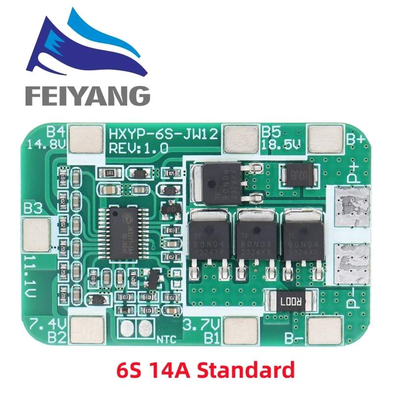 6S 22.2V 25.2V 14A 20A 18650 Li-ion Lithium Battery Charger Protection Board With Balanced PCB BMS 6 Pack Cells Module