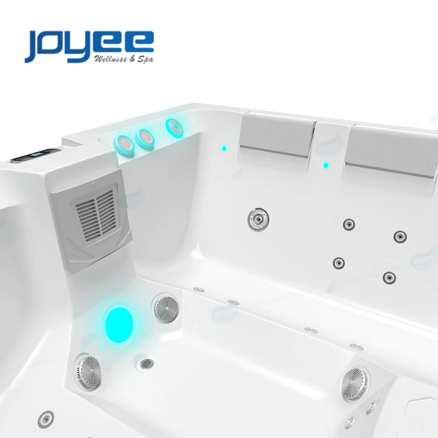 JOYEE 6 Persons Outdoor Whirlpool Hot Tub Balboa Acrylic Garden Hot Tube Large Led Waterfall Villa Hotel Modern Hottub