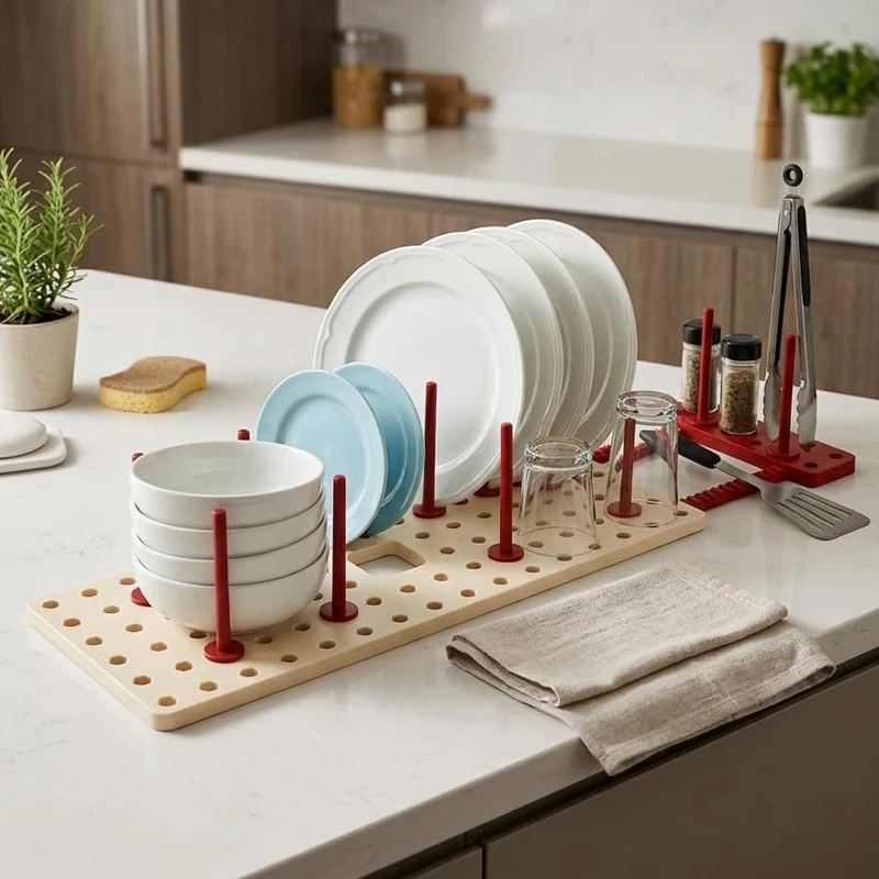 Adjustable Cabinet Dish Draining Drying Rack Kitchen Scalable Drawer Dish Bowl and Plate Organizer Holder Space Saving Storage
