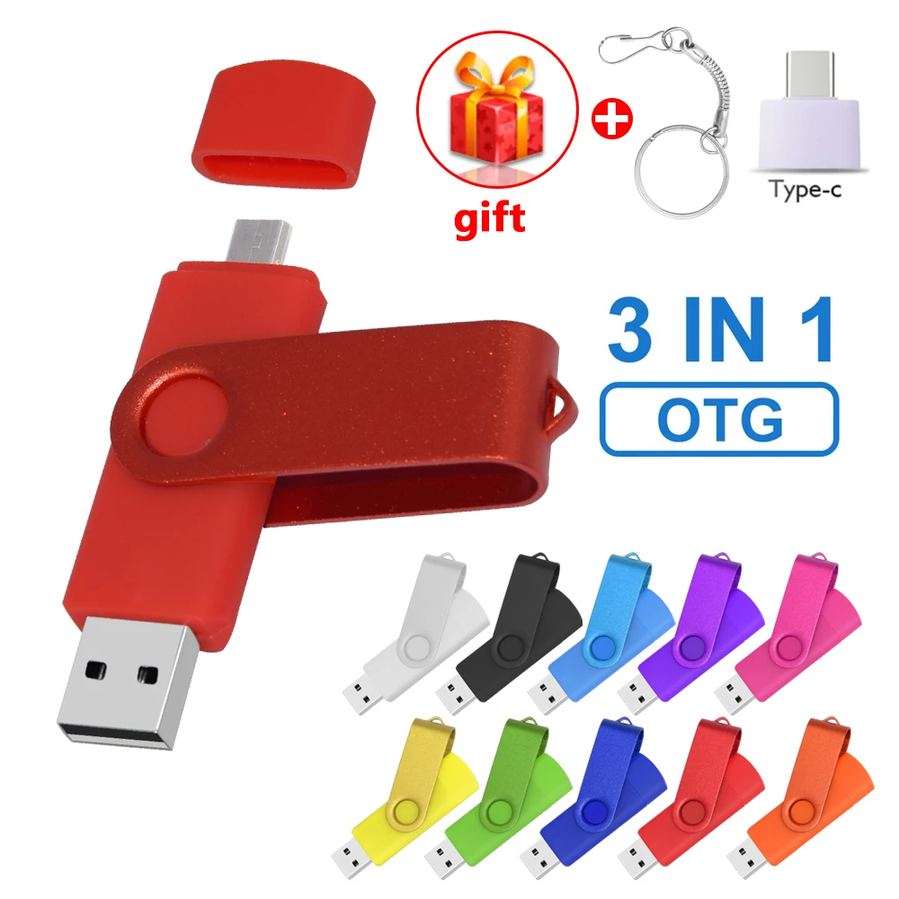 USB Flash Drive OTG Pen Drive 64 GB 32 GB 16 GB 8 GB 4 GB Penyimpanan Eksternal Beku Aplikasi Ganda Logo Kustom Stik USB Mikro