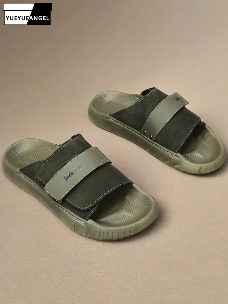 Daily Leisure Summer Shoes Versatile Mens Slippers Fashion Footwear Open Toe Hook Loop Non Slip Comfortable Handmade Footwear