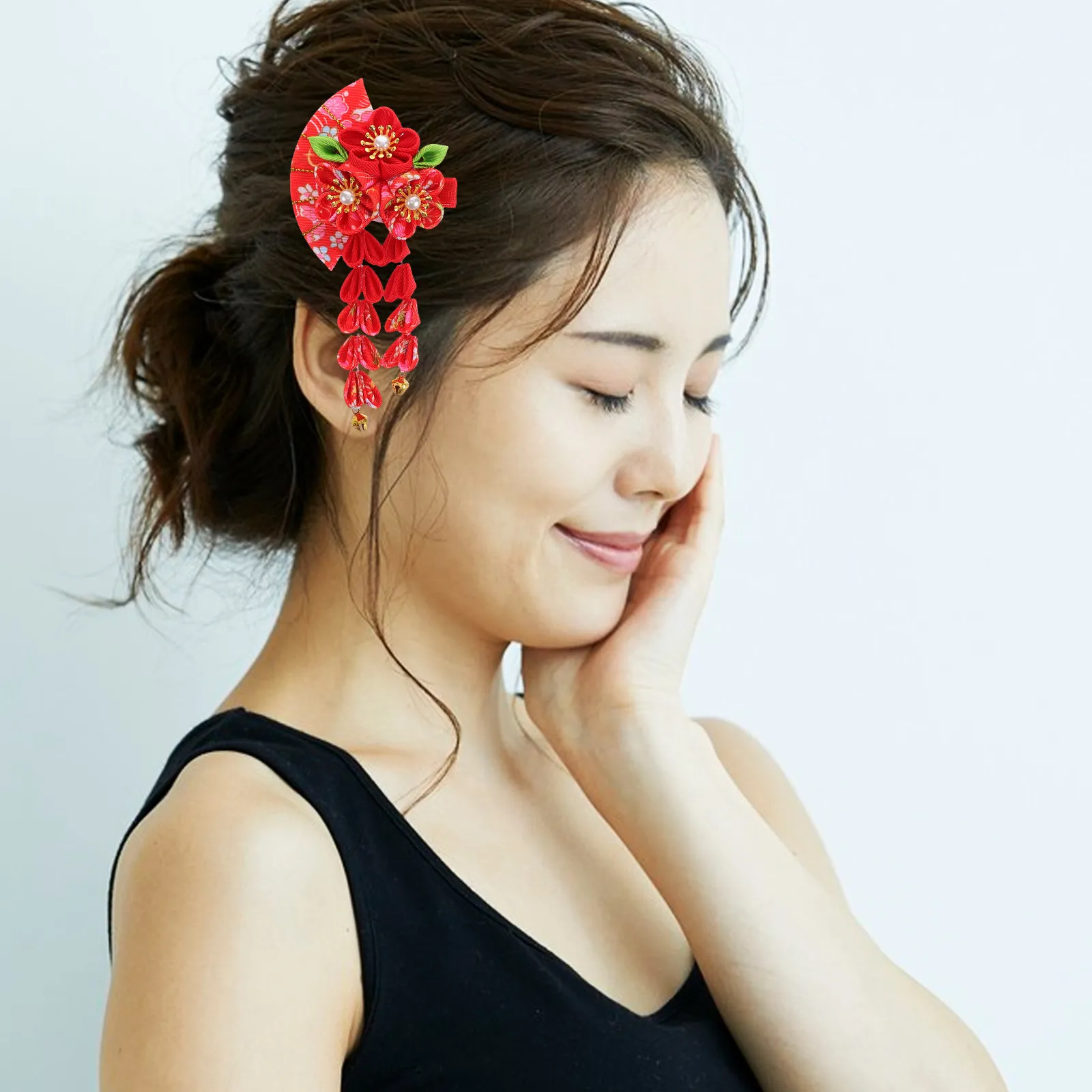 

Японская заколка для волос с цветочным узором и кисточкой, ручной работы, для женщин, для кимоно, ханьфу, костюмированных вечеринок, украшение для волос