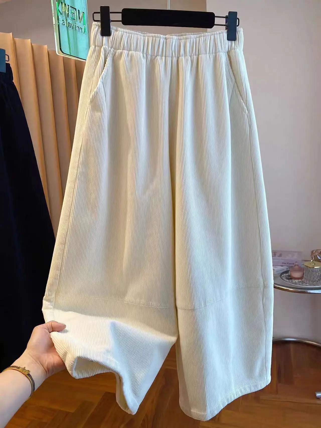 

plus Size Korean Sle Fce Lined Thiened Lantern Pants Women's Corduroy Wide Leg Pants Winter New Sle Casual Trousers