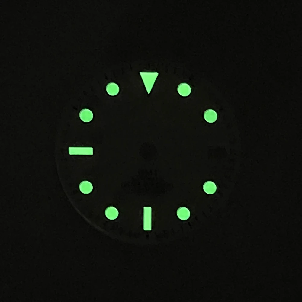 Esfera GMT blanca con logotipo S de 28,5mm compatible con movimiento NH34 C3, accesorios de modificación de reloj con esfera luminosa verde de alta calidad