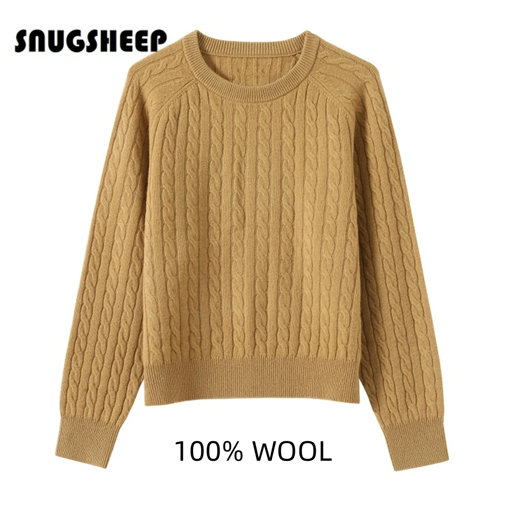 vintage elegante women wool clothes cable womens top sweater 2024 winter woman clothing long sleeve brown knit luxury korean 100