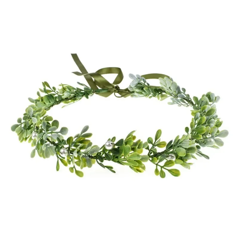 Green Leaf Floral Crown Eucalyptus Flower Women Girls Headband Flower Headpiece Bridal Halo Photo Prop