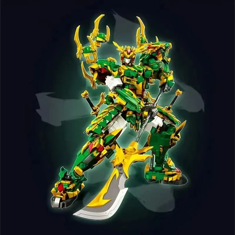 2068 buah Armor mekanik Phantom Ninja Shanhai Jing Qing Dragon God Mech blok bangunan rakitan mainan dewasa hadiah anak laki-laki