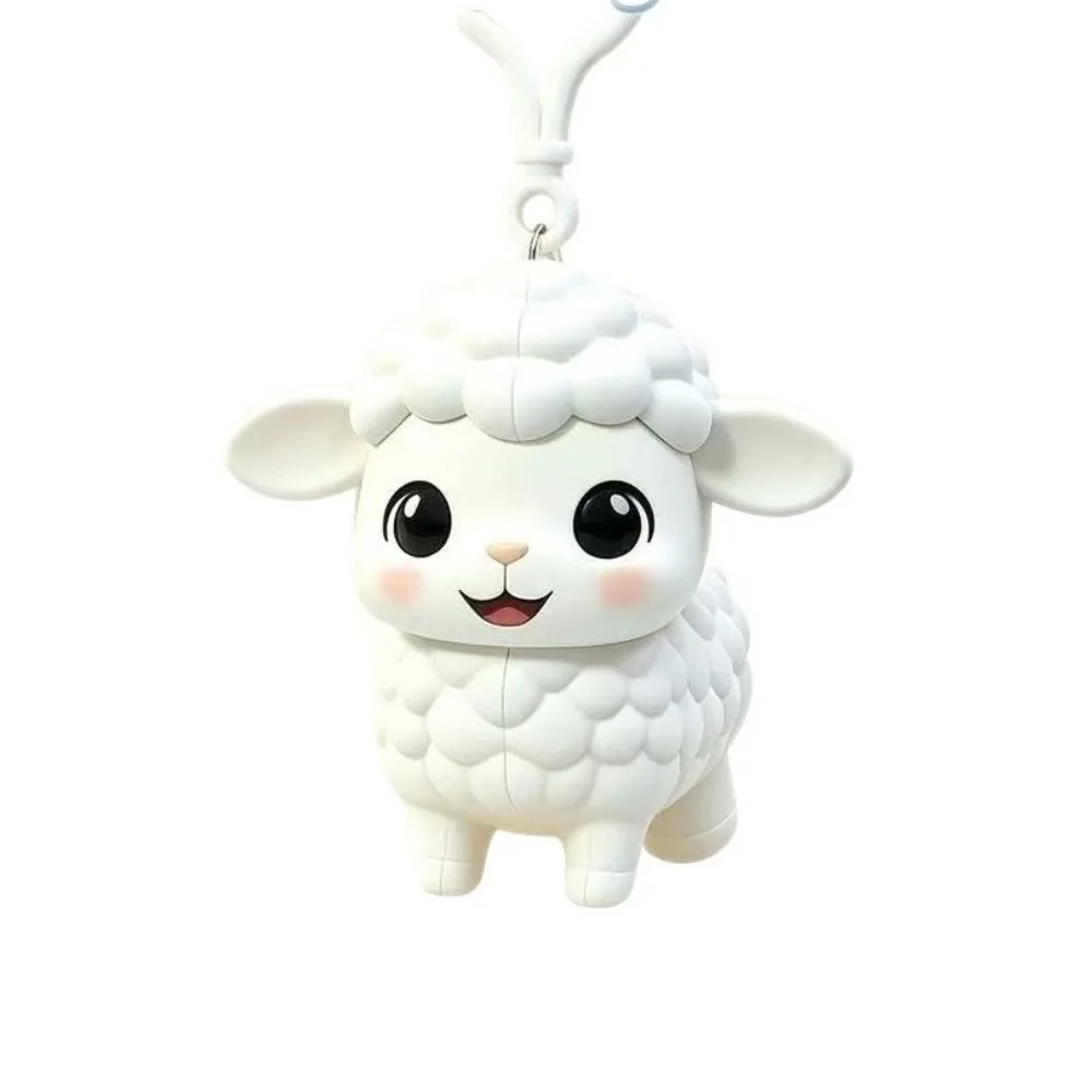 Kawaii Flying Sheep Keychain Cute Creative Stretchable Little Lamb Pendant Pull Cord Pull Rope Shaking Ears Pull String Keyring