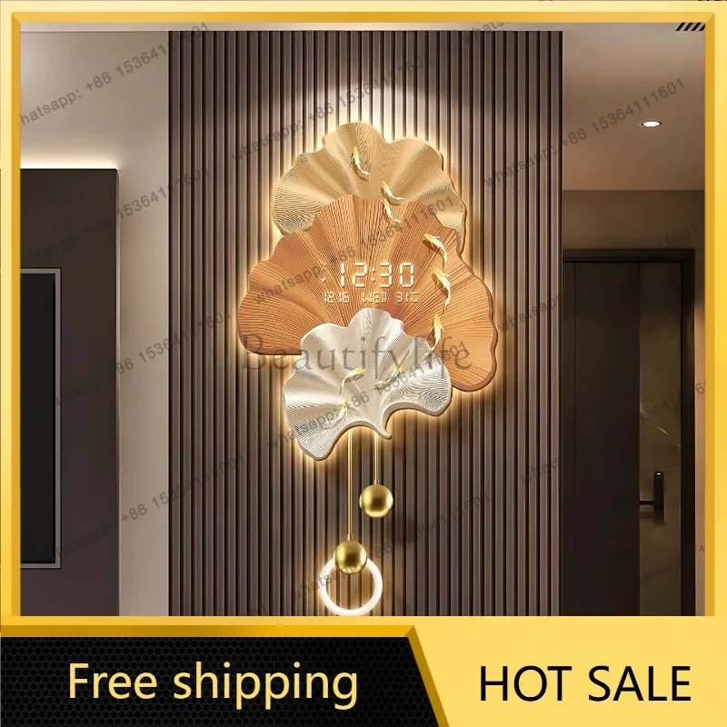LJY Night Light Fashion Wall Clock Unique Elegant Nordic Bedroom Digital Wall Clock Aesthetic Horloge Murale Home Decor Items