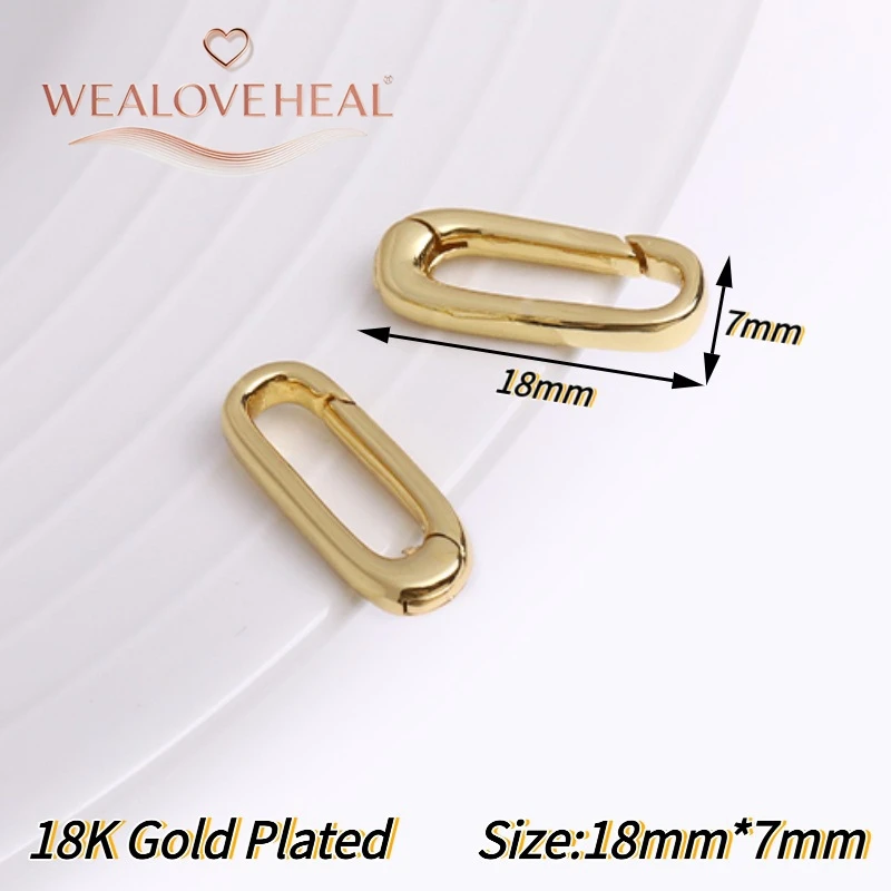Hochwertige 18K vergoldete Messing-Karabinerhaken in Kreis-, Oval- und Herzform mit Druckverschluss für DIY-Schmuckherstellung. – Detail 31