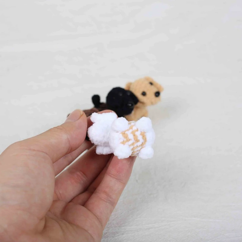 Mini Puppy Series Crochet Keyrings Creative Knitting Small Dog Pendant Keychain For Car Keys Mini Dog Cute Keychain Wholesale