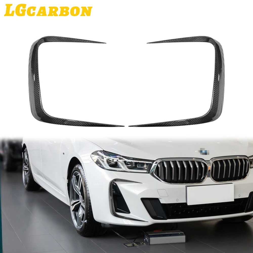 LGcarbon Real Dry Carbon Fiber Exterior Trim Front Bumper Vents Cover Carbon Fiber For Car For BMW 6 Series GT G32 2021+