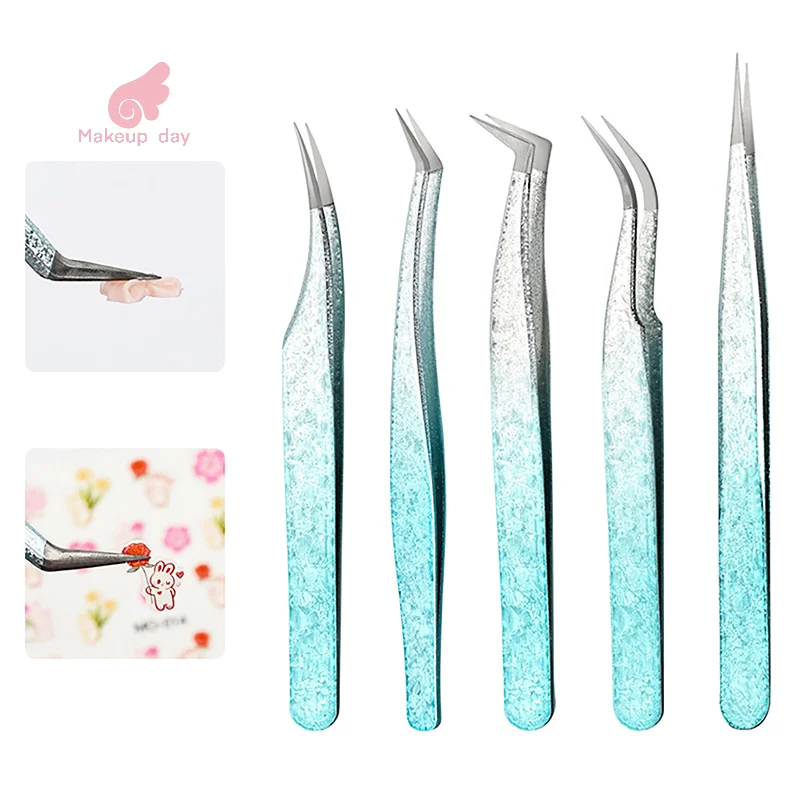 Yanlış Kirpik Cımbız Paketi Seti Buz Çiçeği Anti-statik Aşılama Yanlış 3D Kirpikler Uzatma Doğru Makyaj Cımbız Araçları 2 ADET