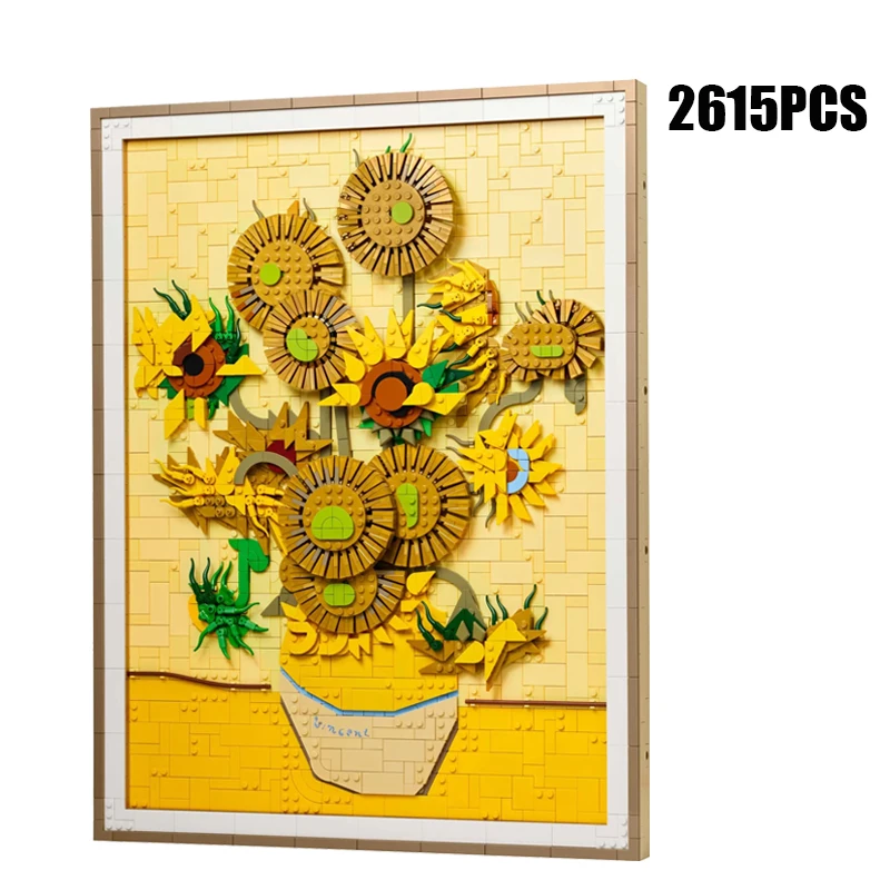 

Новый подсолнух, всемирно известная художественная живопись, модель, строительные блоки, креативное украшение, подарок, игрушки для взрослых и детей, праздник Gi