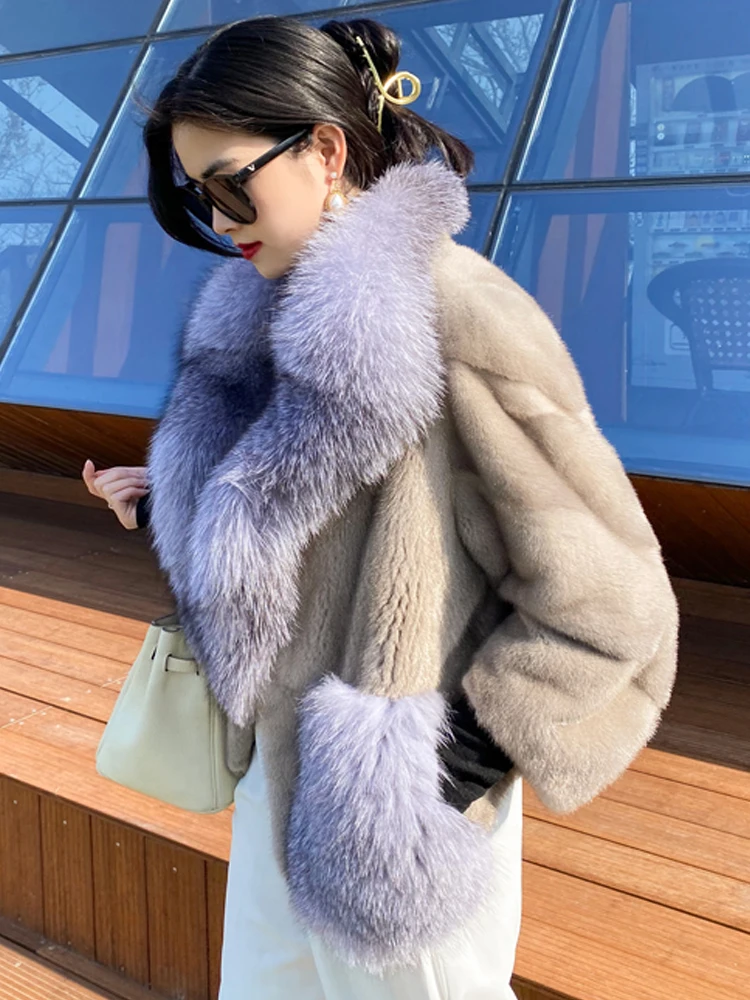 2022 New Import Real Mink Fur Coats Women High Quality Winter   Fox Fur Warm Thick Natural Mink Fur Jackets Female Parka