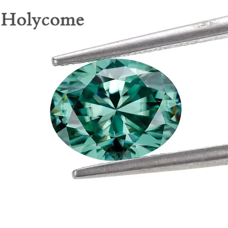 Holycome Moissante Factory Green Color Brilliant Cut Oval Shape Chic Gemstone Test PositiveGRA Certificate Loose Stone Wholesale