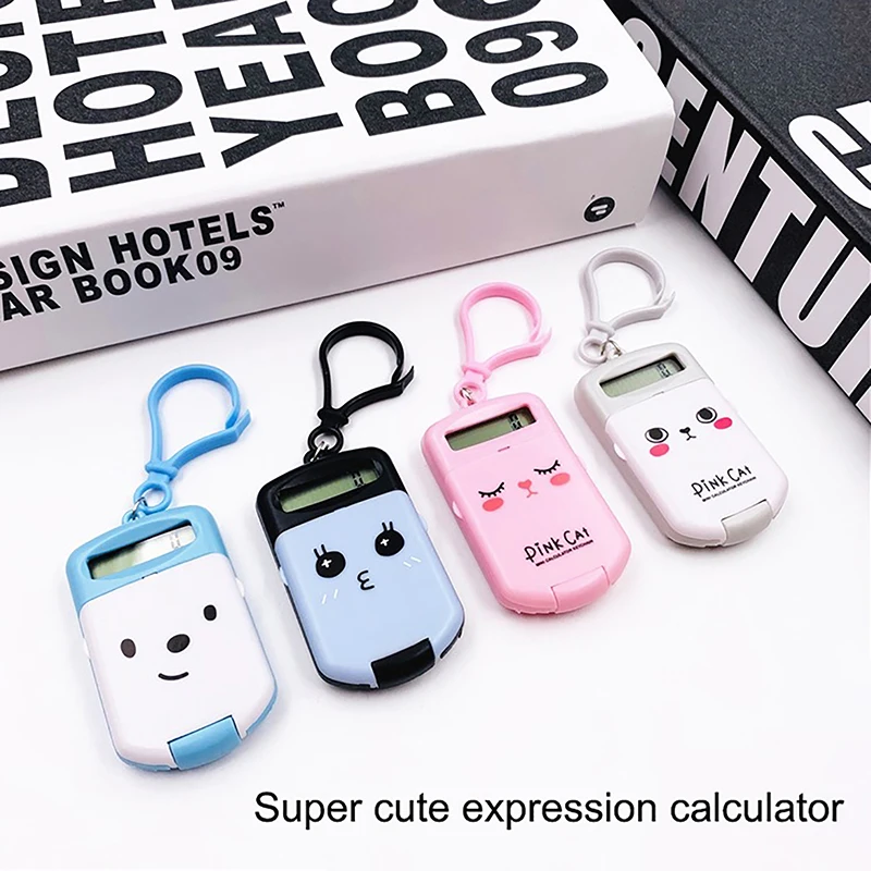 Portable Creative Mini Calculator Keychain Cartoon Cute Calculator Office Supplies Kawaii Mini Calculator School Supplies