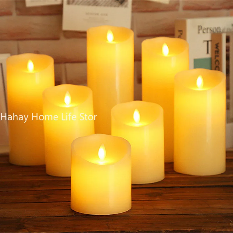 Flameless LED Candle Light Real Paraffin Wax Pillars with Realistic Swing Flames for Birthday/Wedding /Christmas Decor