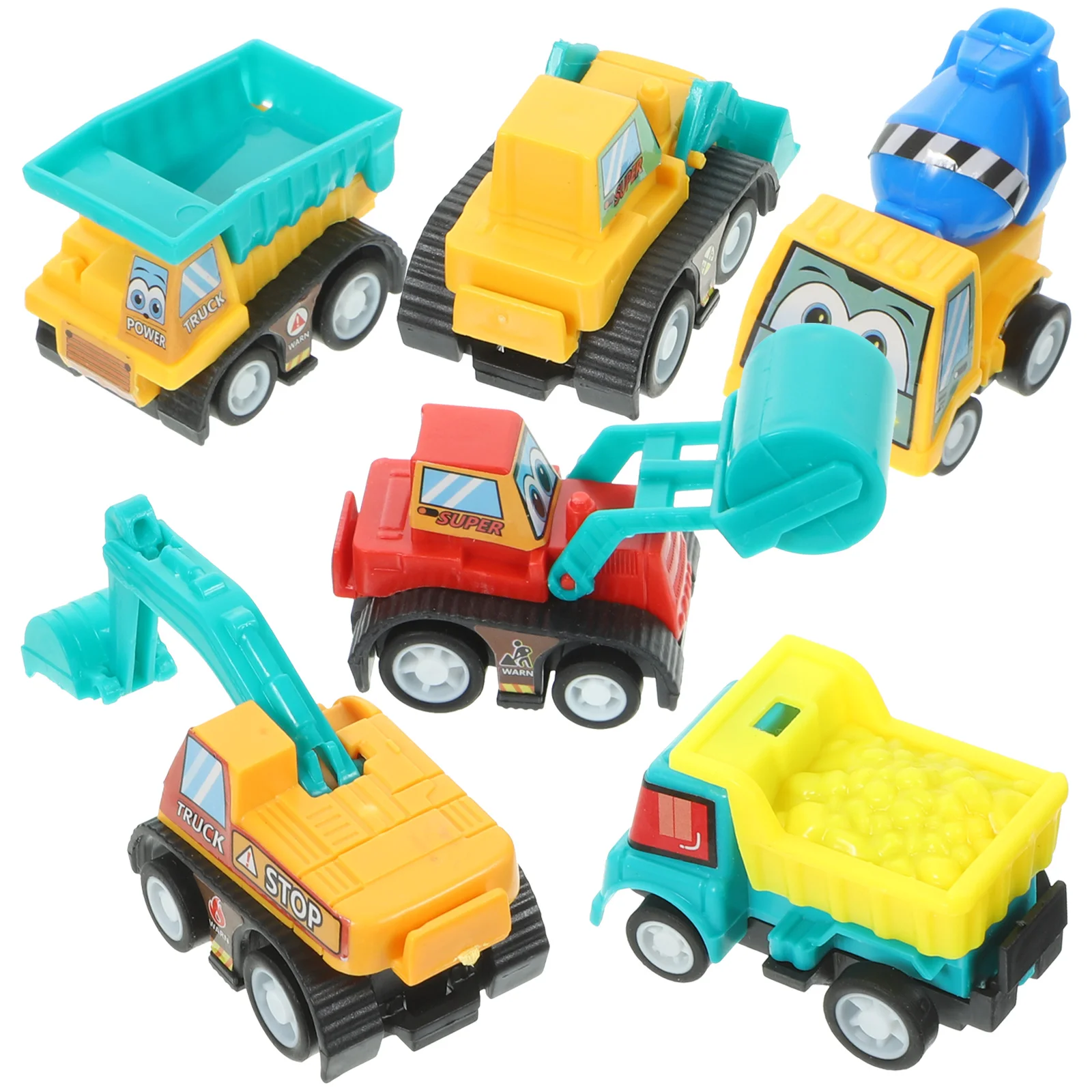 6 Pcs Children's Cartoon Mini Inertia Pull-back Set Toy Bag Gift Creative Toys (engineering Vehicle Pieces) Boys Small