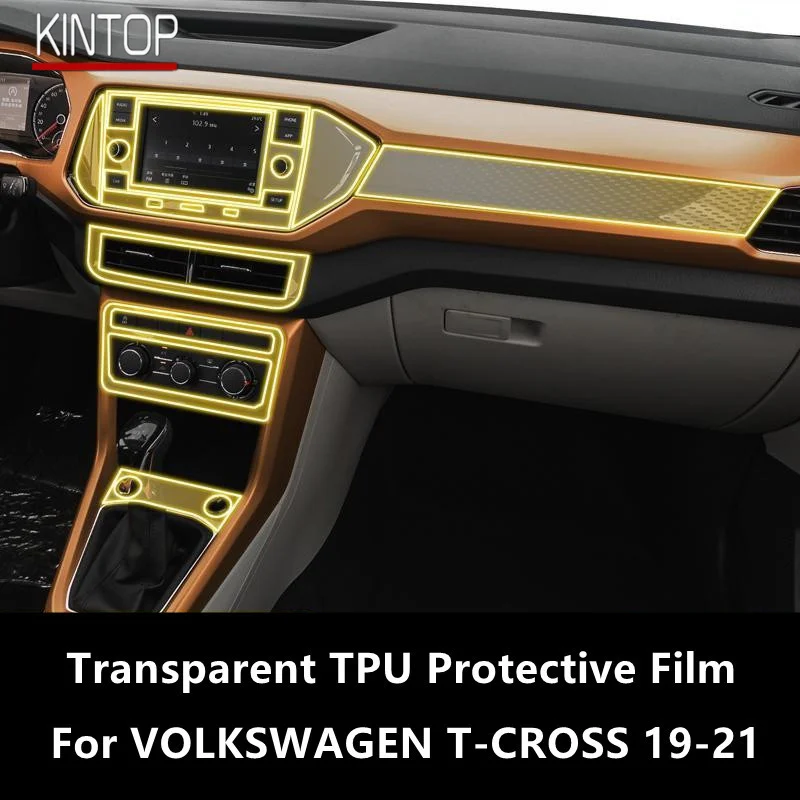 

For VOLKSWAGEN T-CROSS 19-21 Car Interior Center Console Transparent TPU Protective Film Anti-scratch Repair Film