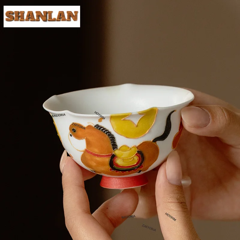 

Чайная чашка ручной росписи с изображением лошади, 100 мл, ручная работа, чайная чаша, парные чашки для дегустации чая, персональная чашка, мастер-чашки Jianzhan, домашний чайный набор, подарок