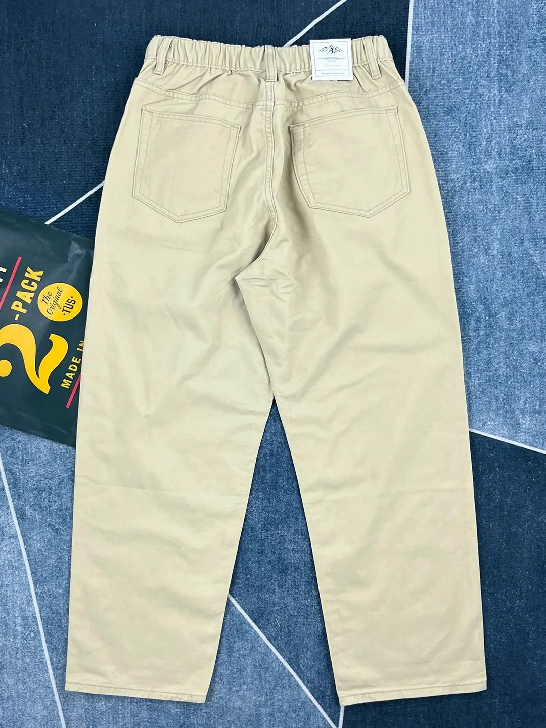 

High-End Pure Cotton Men's Casual Pants Autumn Thin American Retro Khaki Loose Straight Elastic Waist Long Pants