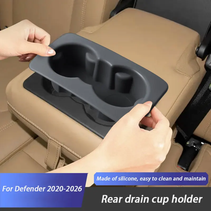 

Silicone Rear Drain Cup Holder Cover for Land Rover Defender 90 110 130 2020-2025 Car Interior Accessories