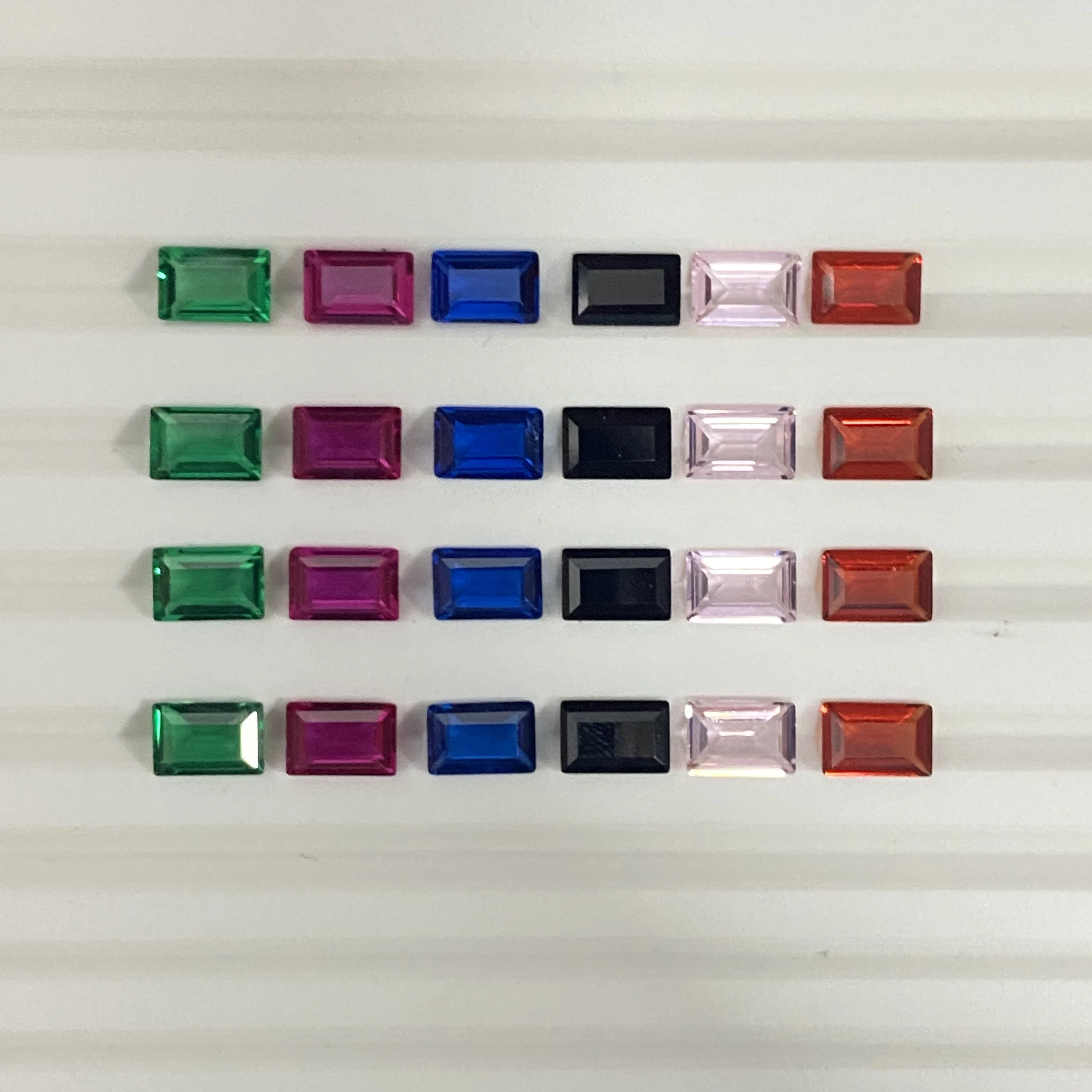 

4x6mm Baguette Cut Corundum 6 Colors Lab Red Blue Black Green Pink Rainbow Sapphire Rectangle Corundum Stone