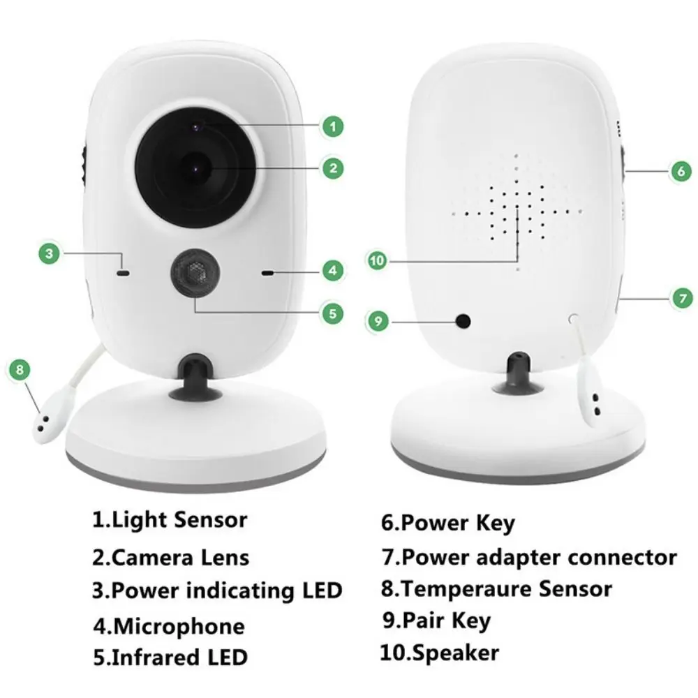 

3.5 Inch Wireless Video Baby Monitor Auto Night Vision with Lullabies Baby Nanny Security Camera 2 Way Audio Talk