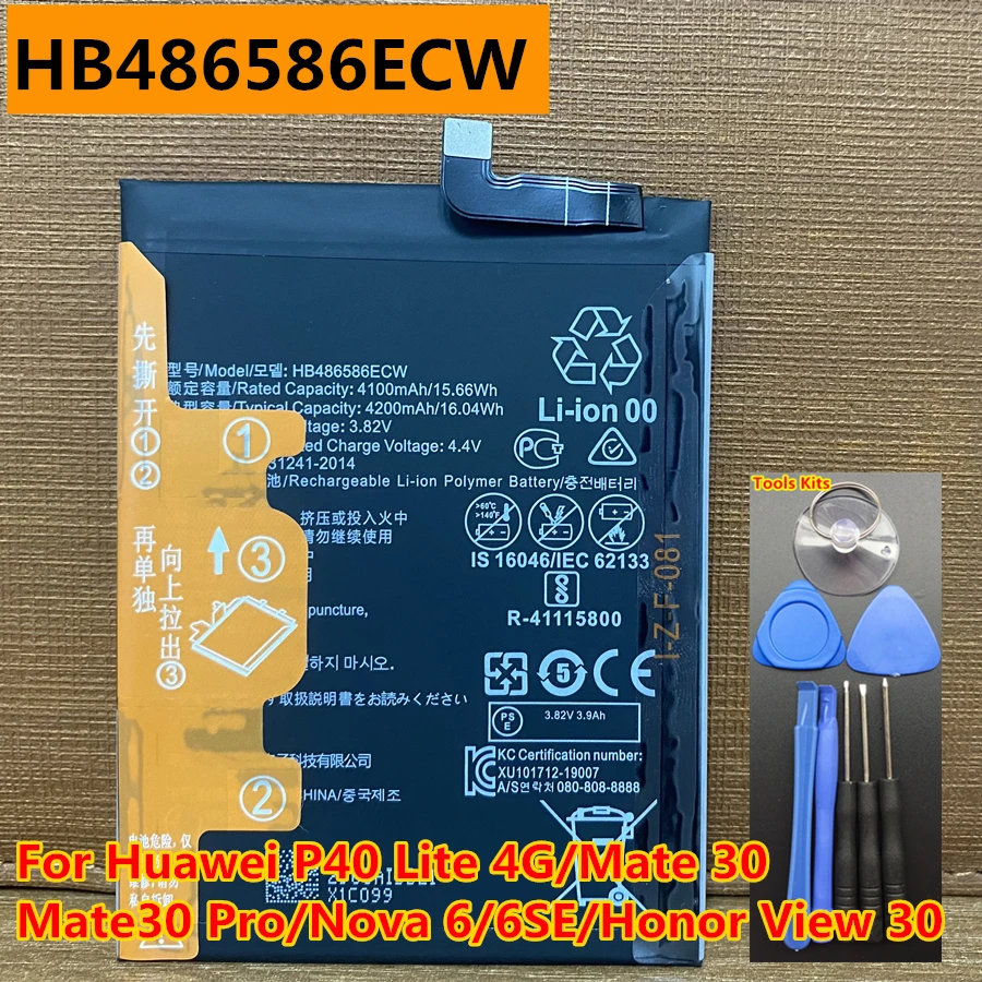 Original HB486586ECW Battery for Huawei P40 Lite 4G Mate 30 Mate30 Pro Nova 6 SE Honor View 30 JNY-L01A JNY-L02A JNY-LX1 JNY-LX2