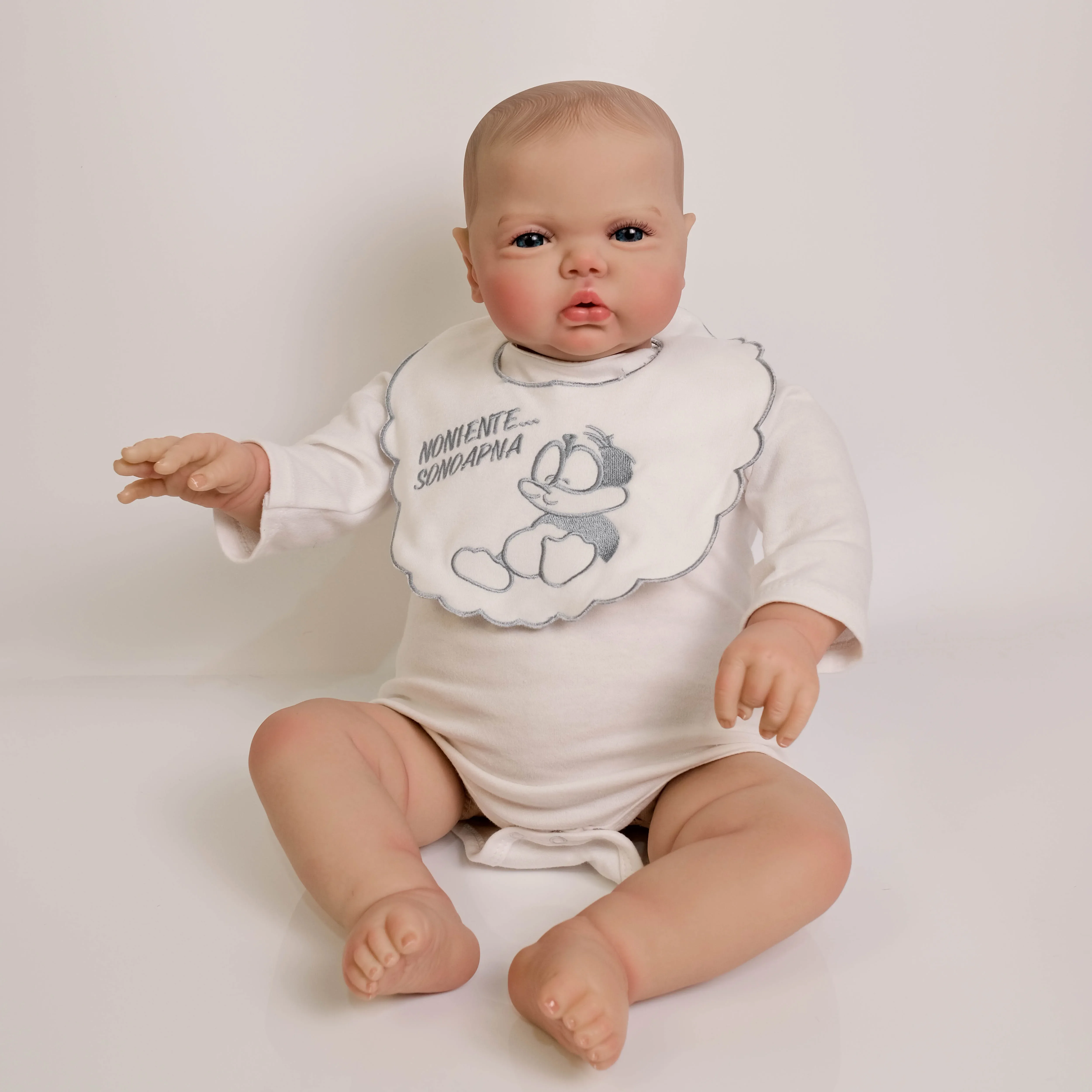 NPK 24inch Pickle Awake Boy Reborn Baby Toddler Doll Lifelike 3D Painting with Visible Veins Painted Hair High Quality Doll