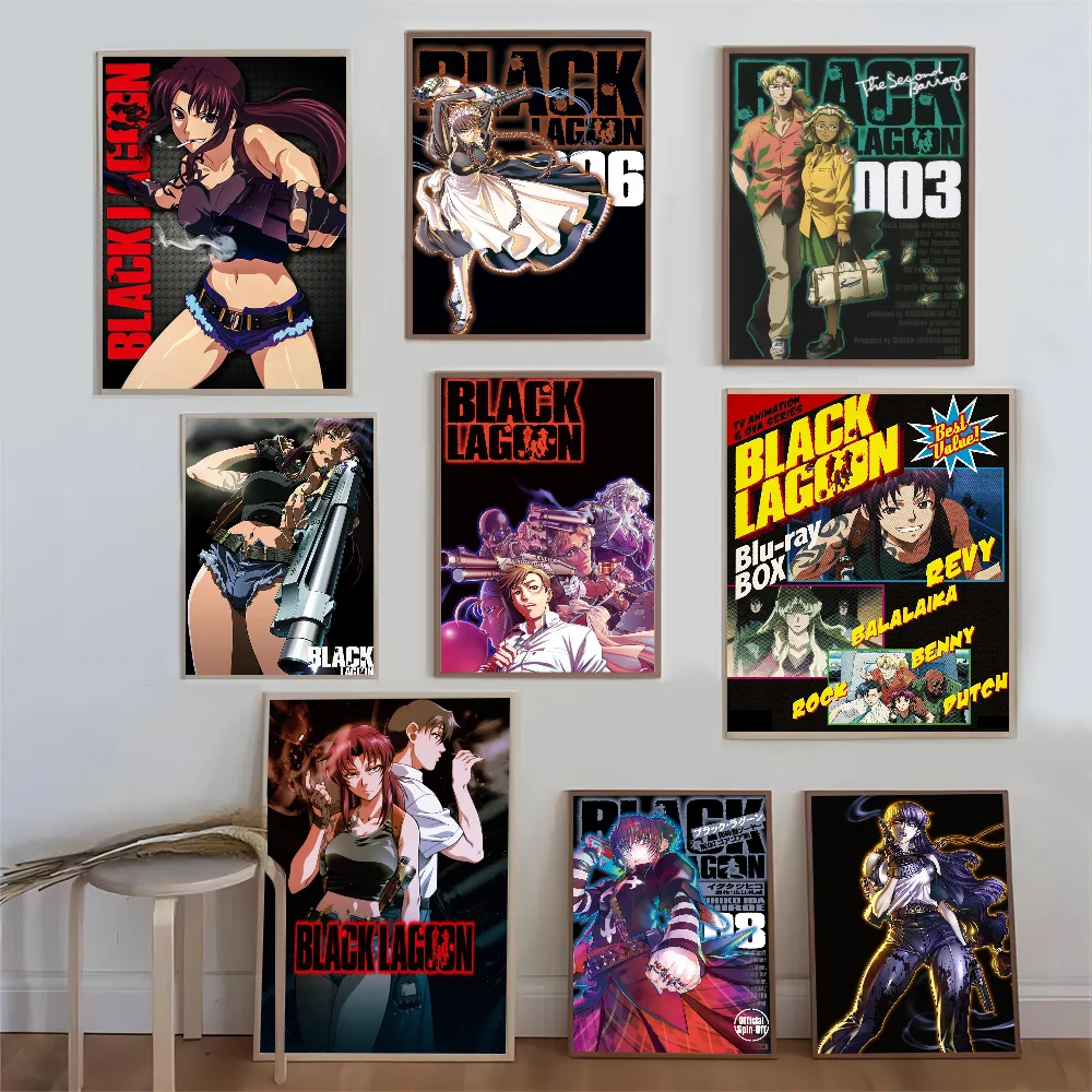 Japanese Anime Black Lagoon Poster Sticky HD Quality Wall Art Retro Posters for Home Kawaii Room Decor