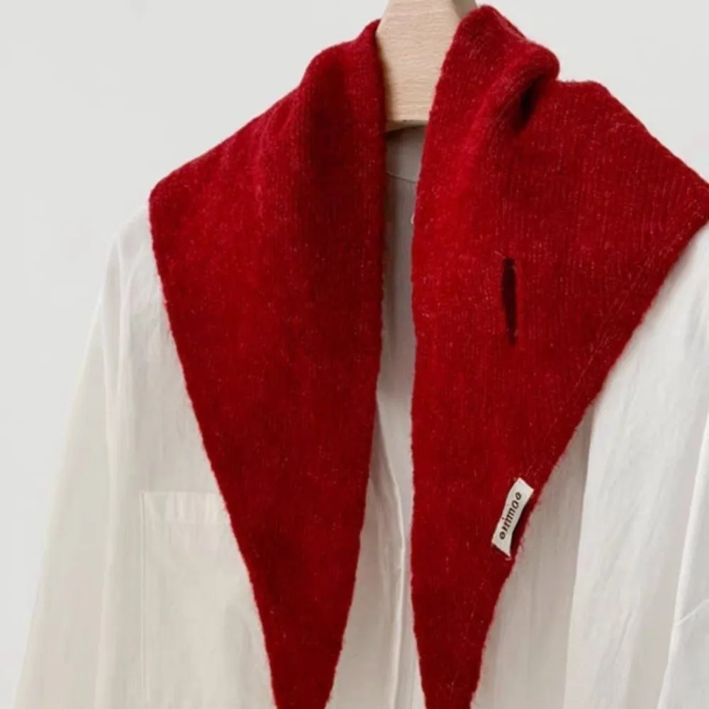 New Windproof Neck Warmer Coldproof Triangular Knitted Scarf Knitted Warm Neckerchief Gift