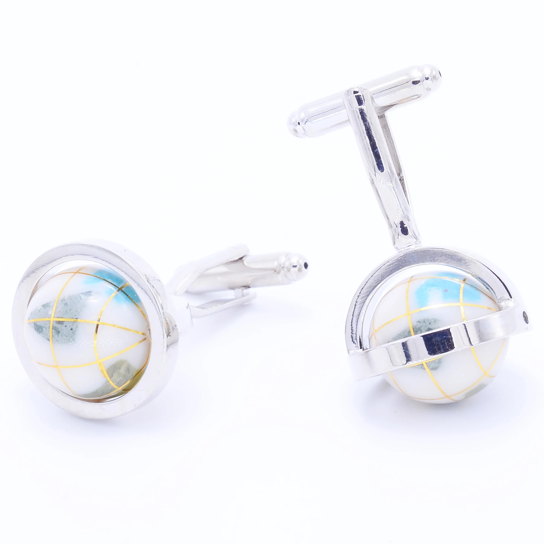 30 Designs Enamel Cufflinks Men Globe Cuff Links Flag Bulb Feather