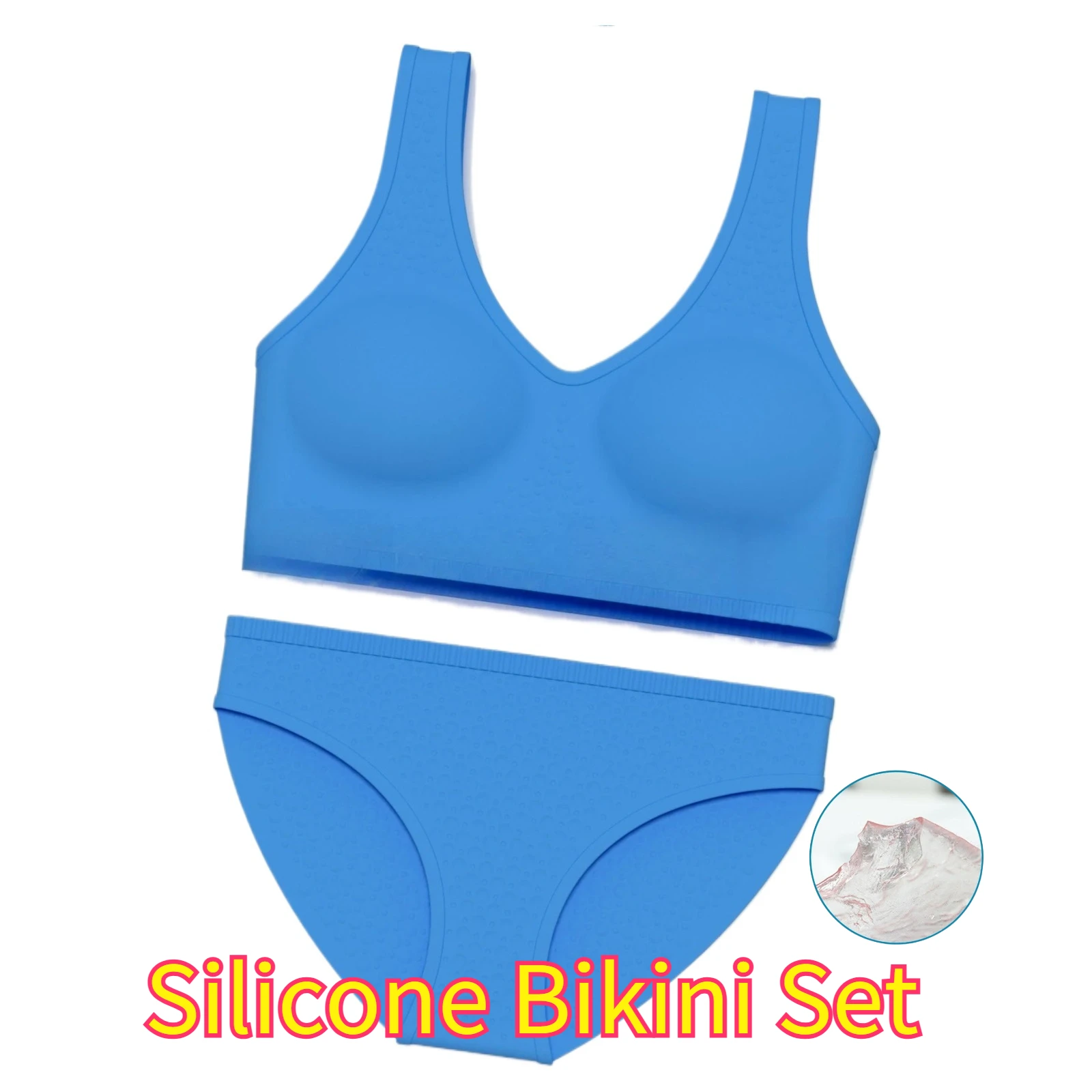 Silicone Women Swim Bikini Set Bra Briefs Underwear Waterproof Quick Dry Skin Friendly High Elasticity Beach Holiday Spring Pool